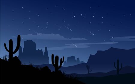 Night time in desertのイラスト素材