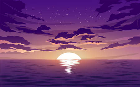 Ocean sky at sundown landscapeのイラスト素材