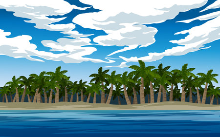 Vector cartoon island landscapeのイラスト素材