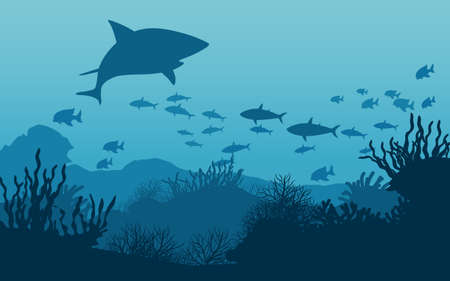Ocean underwater vector illustrationのイラスト素材