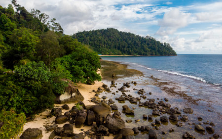 Tropical beach in West Sumatra, Indonesiaの写真素材