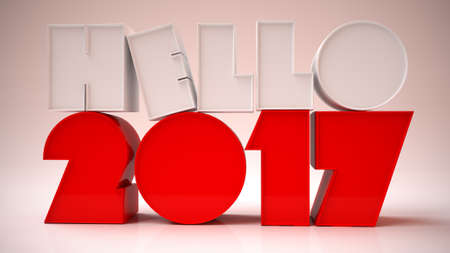 3D Rendering Image of Hello 2017 with white background