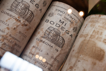 Tenerife, Spain, January 2015: Rare vintage collection of Monje bodega wines from 80sのeditorial素材