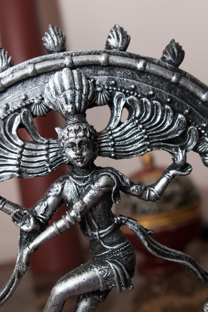 metallic miniature statue of hinduism god Krishnaの写真素材