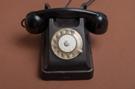 Retro style black russian dial telephoneの写真素材