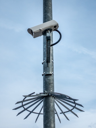 Single security camera on a pole