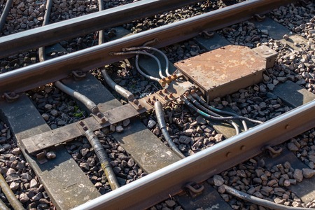 Railway impedance bond and bonding cablesの写真素材