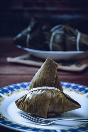 Zongzi is a delicacy that Chinese people must eat during the Dragon Boat Festival on May 15th of the lunar calendar every yearの写真素材
