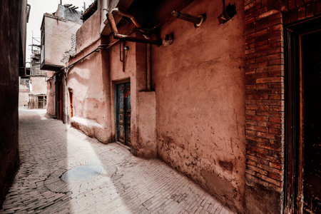 The centuries-old Kashgar Old Town is located in the center of Kashgar. It is a classic representative of Kashgar and Uyghur culture.の写真素材