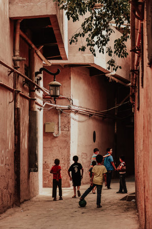 The centuries-old Kashgar Old Town is located in the center of Kashgar. It is a classic representative of Kashgar and Uyghur culture.の写真素材