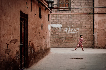 The centuries-old Kashgar Old Town is located in the center of Kashgar. It is a classic representative of Kashgar and Uyghur culture.の写真素材