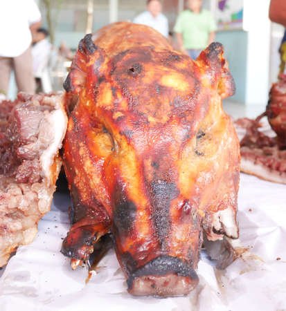 A typical chinese style roasted pork in Trang, Thailandの写真素材