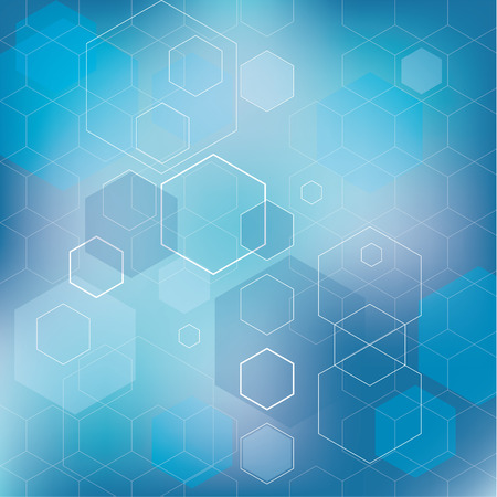 Abstract blue cubes vector with blur background.のイラスト素材