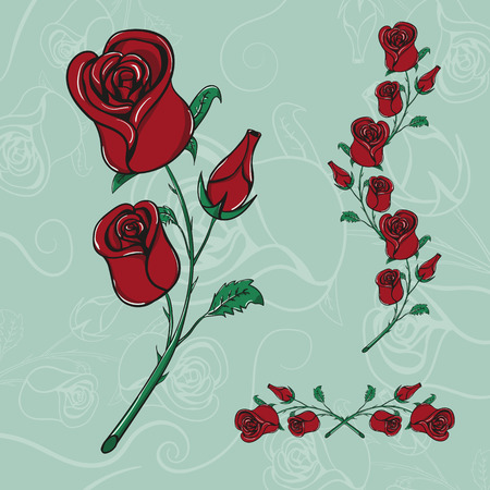 roses hand drawn vector llustration realistic sketchのイラスト素材