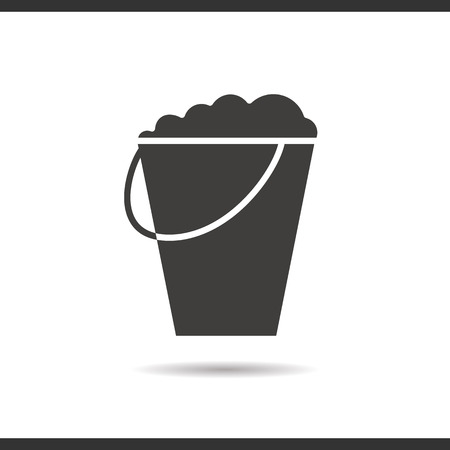 Bucket with foam icon. Drop shadow silhouette symbol. Negative space. Vector isolated illustrationのイラスト素材