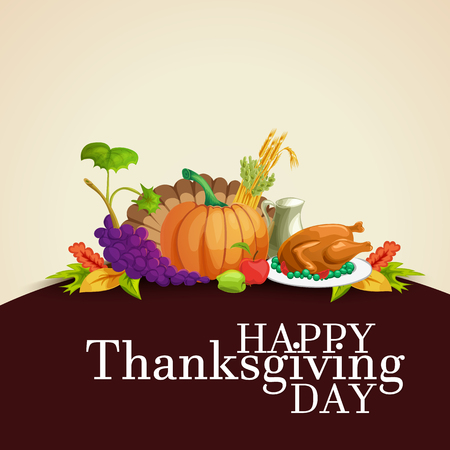 Happy Thanksgiving day postcard. Hand-drawn traditional illustration.のイラスト素材
