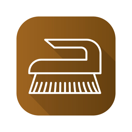 Brush for cleaning flat linear long shadow icon. Vector line symbol.のイラスト素材