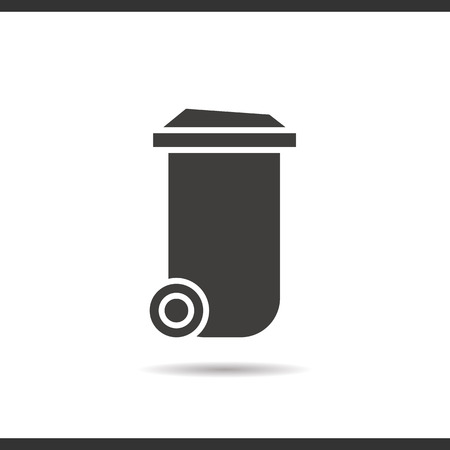 Trash can icon. Drop shadow silhouette symbol. Negative space. Vector isolated illustrationのイラスト素材