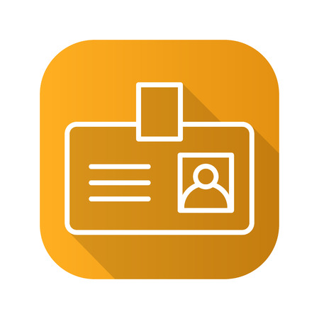 Badge flat linear long shadow icon. Vector line symbol.のイラスト素材