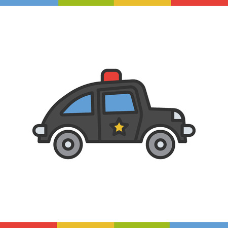 Police car color icon. Grey and red. Isolated vector illustrationのイラスト素材