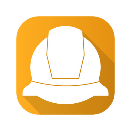 Helmet flat design long shadow icon. Vector silhouette symbol.のイラスト素材