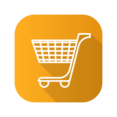 Shopping cart flat linear long shadow icon. Vector line symbol.のイラスト素材