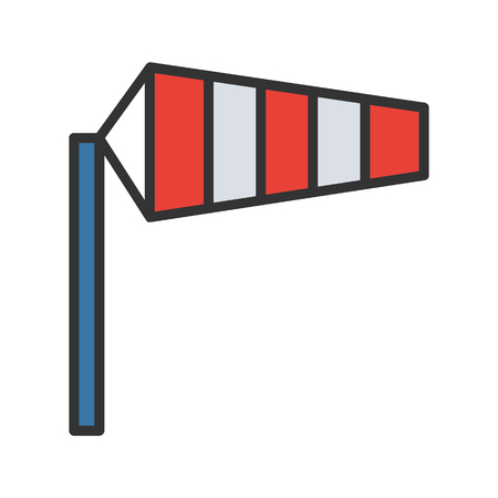 Airport windsock color icon. Isolated vector illustration on white background.のイラスト素材