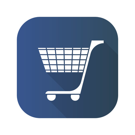 Shopping cart flat design long shadow icon. Vector silhouette symbol.のイラスト素材