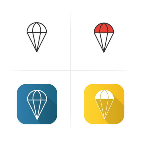 Parachute icon. Flat design, linear color styles. Isolated vector illustrations.のイラスト素材