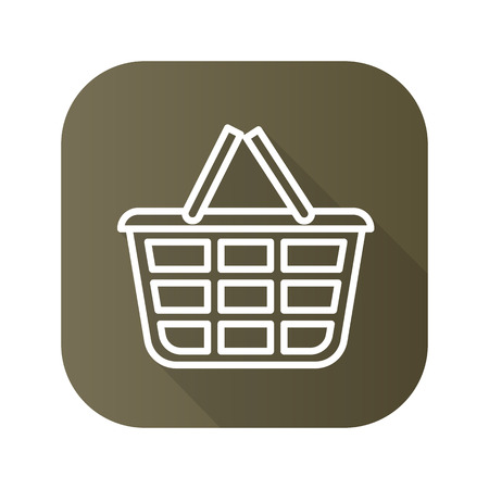 Shopping basket flat linear long shadow icon. Vector line symbol.のイラスト素材