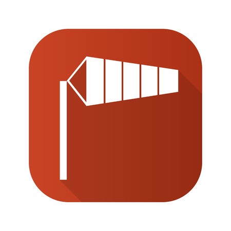 Airport windsock flat design long shadow icon. Vector silhouette symbol.のイラスト素材