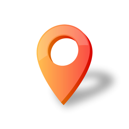 Red pointer sign of location place location with shadow. Vector illustration isolated on white background.のイラスト素材