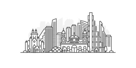 Cityscape Building Line art vector Illustration design - Bogota city, Colombia. Landscape with editable strokesのイラスト素材