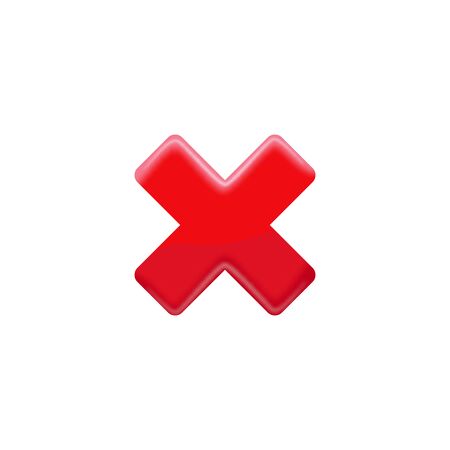 Rejection icon. 3D rejected sign. Check mark. Cross sign - can be used as symbols of wrong, close, deny etc. Created For Mobile, Web, Decor, Application. Vector Illustration.のイラスト素材