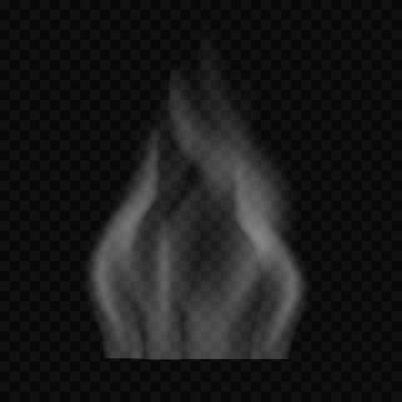 Clipart illustration of transparent smoke for a fire, a cup of tea or coffee, a hot dish with food. On a dark background.のイラスト素材