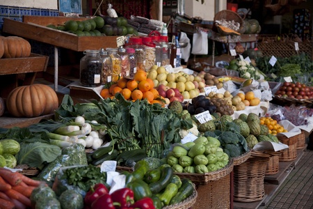Vegetables Displayed on a Market Stallの写真素材