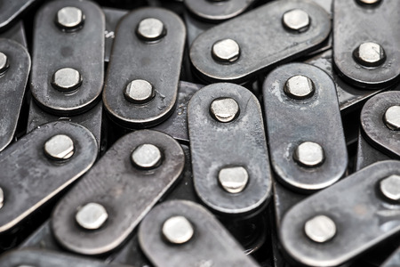 metal bicycle chain closeup. car oil pump circuit. chain links.の写真素材