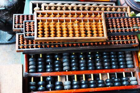 Ancient Chinese abacus for calculatingの写真素材