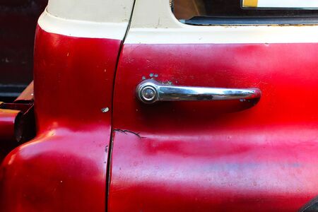 The red vintage car door, Bangkok, Thailandの写真素材
