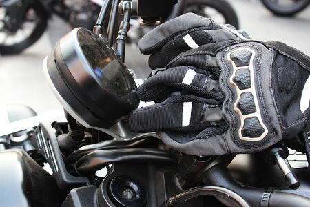 Gloves for driving while riding a big bikeの写真素材