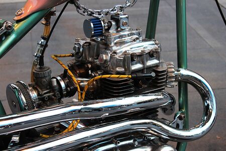 Engine and exhaust pipe of the big bikeの写真素材