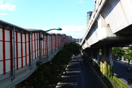 Skywalk for the passengers of skytrain in Bangkok, Thailand