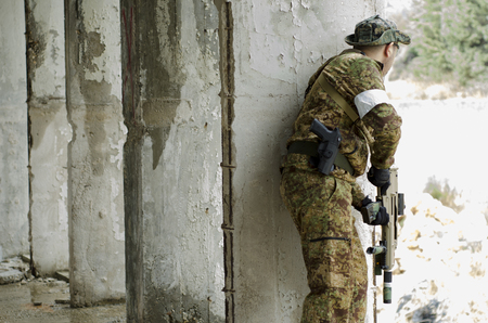 Rifle man uniform camouflageの写真素材