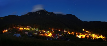 night scene mountain resort in Romanian Carpathiansのeditorial素材
