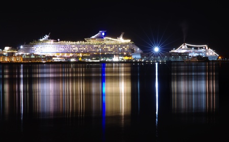 cruise ship at nightのeditorial素材