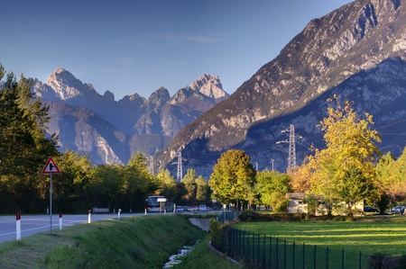 autumn road in the Alps, north Italyのeditorial素材