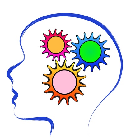 human brain with gearsのイラスト素材