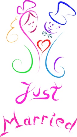 just married wedding sketchのイラスト素材