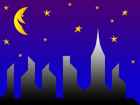 urban city at night, abstract illustrationの写真素材