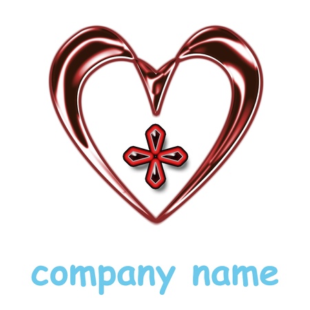 shiny heart icon for company nameの写真素材